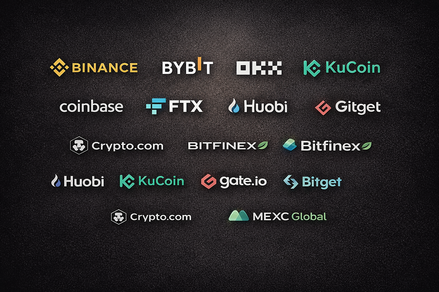 Логотипы криптобирж и DeFi платформ